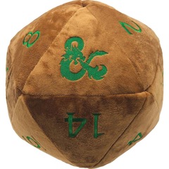 Jumbo D20 Novelty Dice D&D Plush in Copper with Green Numbering